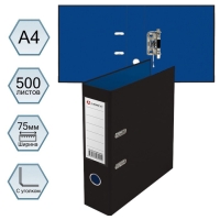 Пaпкa-регистратор А4 75мм PVC Lamark 2-ух стор. черный/синий, кант., карман, собр. Пaпкa-регистратор А4 75мм PVC Lamark 2-ух стор. черный/синий, кант., карман, собр.