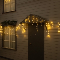 Гирлянда &laquo;Бахрома&raquo; 25 &times; 0.7 м, IP44, УМС, белая нить, 450 LED, свечение тёплое белое, 220 В