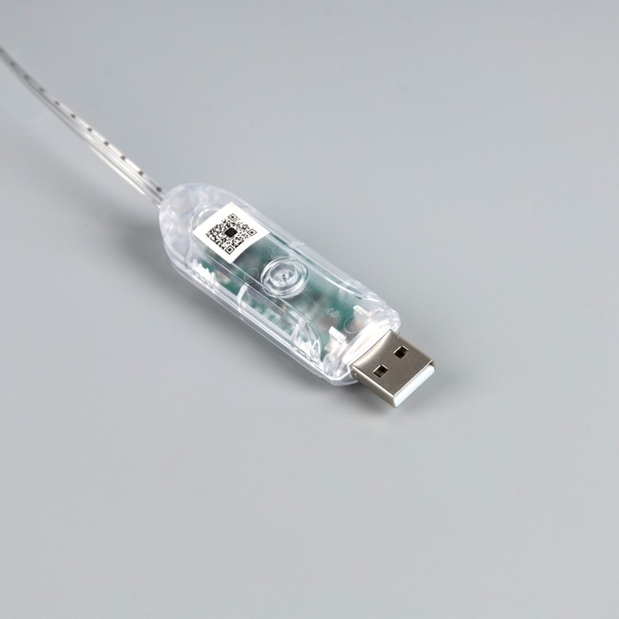Умная гирлянда &laquo;Нить&raquo; 15 м роса, IP20, серебристая нить, 100 LED, управление с приложения, свечение RGB, USB