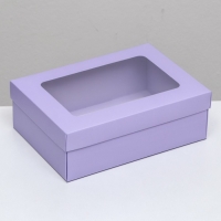 Коробка подарочная складная, упаковка, крышка-дно, с окном, сиреневая , 24 х 17 х 8 см Коробка подарочная складная, упаковка, крышка-дно, с окном, сиреневая , 24 х 17 х 8 см