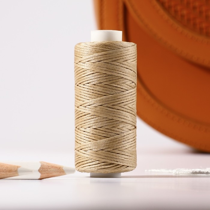Нитки вощёные, плоские, 150D/16, 0,8 мм, 50 &plusmn; 2 м, цвет бежевый