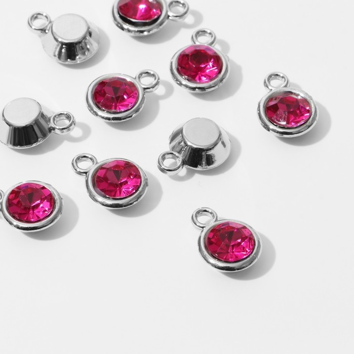 Концевик-подвеска &laquo;Круг&raquo; 1,6&times;1,2&times;0,8 см, (набор 10 шт.), цвет малиновый в серебре