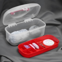 Контейнер для хранения мелочей, 7 отделений, 27,8 &times; 12 &times; 13 см, цвет прозрачный/красный