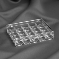 Органайзер для ниток, на 25 шпулек, 12,3 &times; 10 &times; 2,5 см, цвет прозрачный