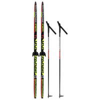 Комплект лыжный: пластиковые лыжи 150 см с насечкой, стеклопластиковые палки 110 см, крепления NN75 мм, цвета МИКС Комплект лыжный: пластиковые лыжи 150 см с насечкой, стеклопластиковые палки 110 см, крепления NN75 мм, цвета МИКС