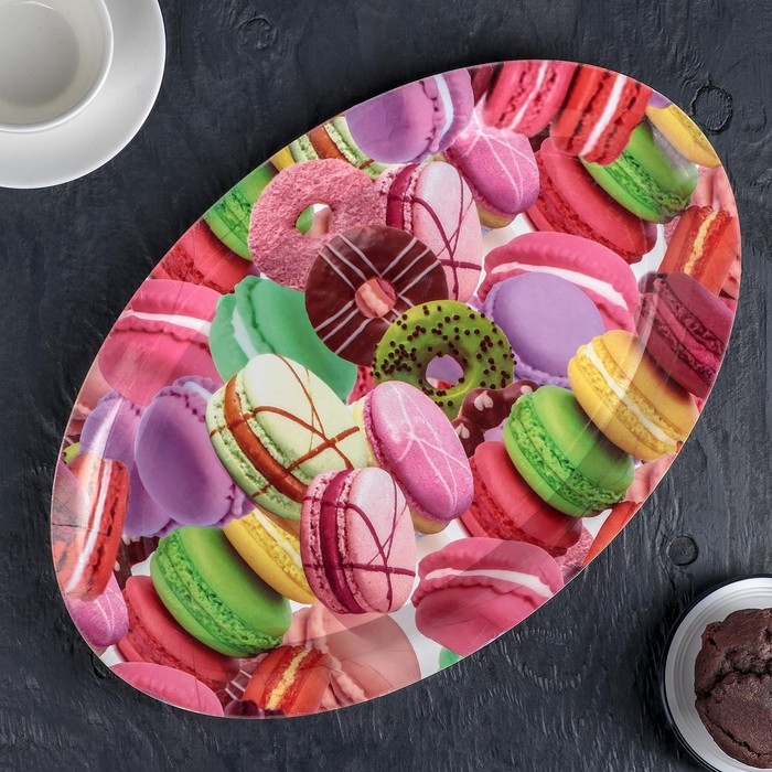 Поднос овальный Доляна &laquo;Макаруны&raquo;, 37&times;24&times;3 см, цвет МИКС