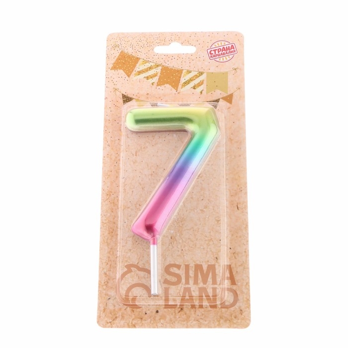 Свеча в торт "Акварель", цифра 7, 9 см, ГИГАНТ