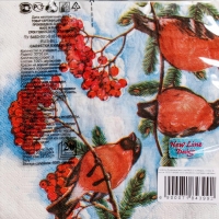 Новый год. Салфетки бумажные New Line Design &laquo;Снегири&raquo;, 33х33 см, 3 слоя