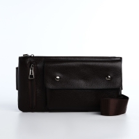 Сумка поясная на молнии, 2 наружных кармана, цвет коричневый Сумка поясная на молнии, 2 наружных кармана, цвет коричневый