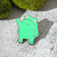 Значок &laquo;Лягушка&raquo; мем, цвет зелёный в сером металле