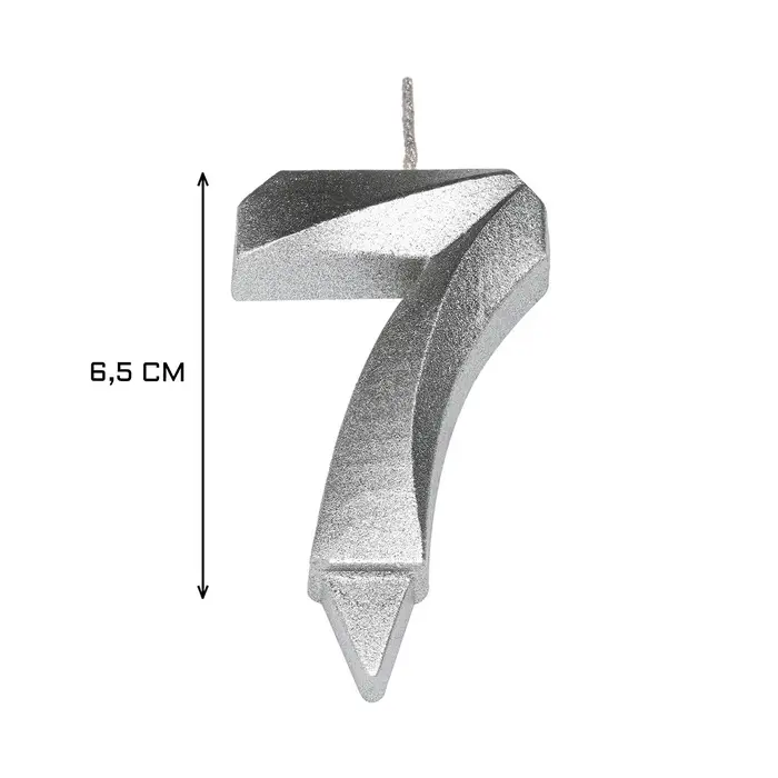 Свеча в торт &laquo;Цифра 7&raquo;, серебряная, 6.5 см