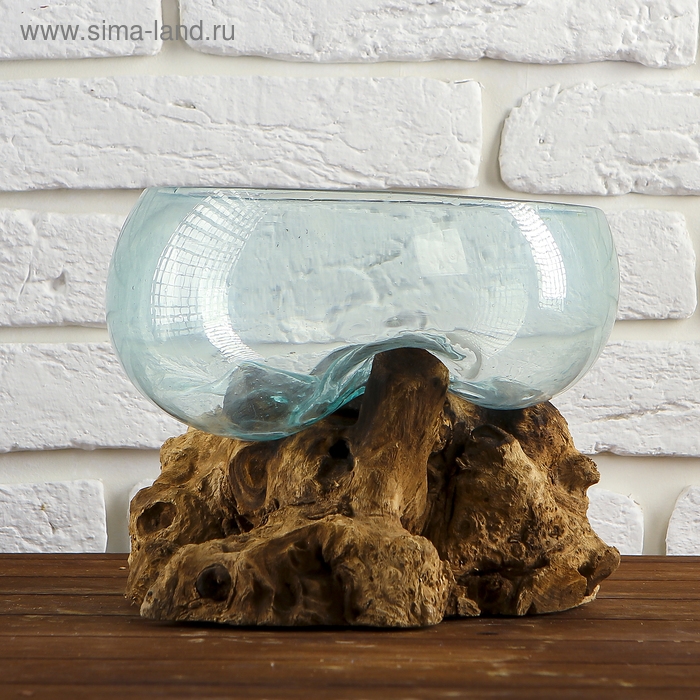 Вазон стекло на дереве "Забота" 20х25х25 см, МИКС