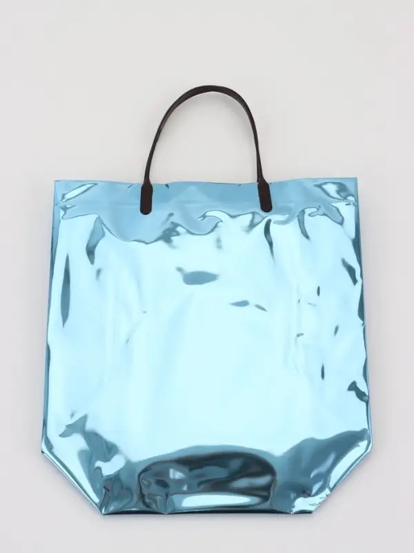 Пакет подарочный ПВХ, голография, голубой, пластиковая ручка, 26&times;22.5&times;10 см