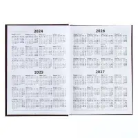 Ежедневник полудатированный на 4 года А5, 192 листа "Кожа", твёрдая обложка, шёлк, кофейно-коричневый