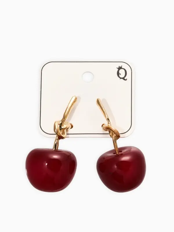 Серьги "Вишня" узел, цвет бордовый в золоте