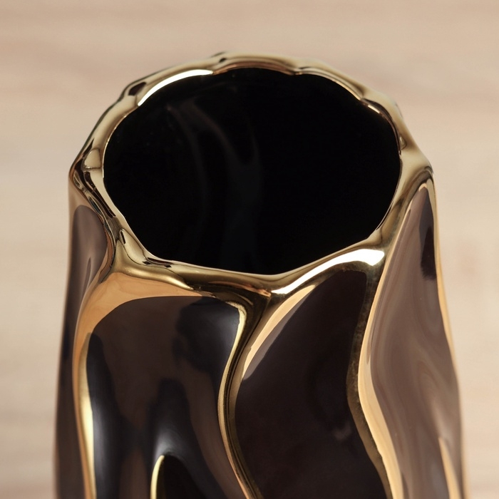 Керамическая ваза декоративная настольная &laquo;Грант элит&raquo;, для цветов, сухоцветов, d-7.5 см, 29&times;12 см, чёрный