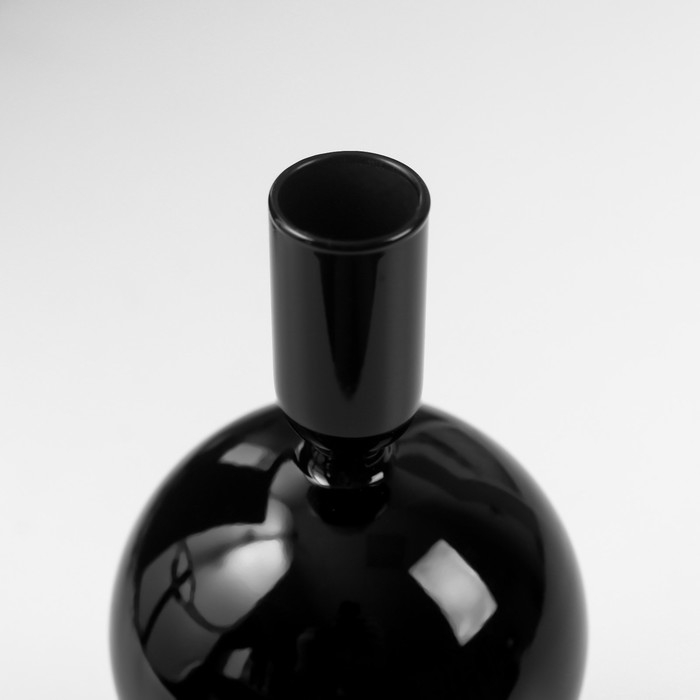 Подсвечник стекло на 1 свечу "Шарль" чёрный 19х8,5х8,5 см