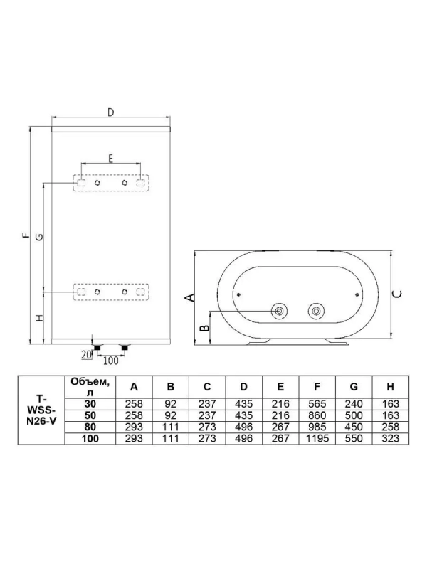 Водонагреватель накопительный 30 л