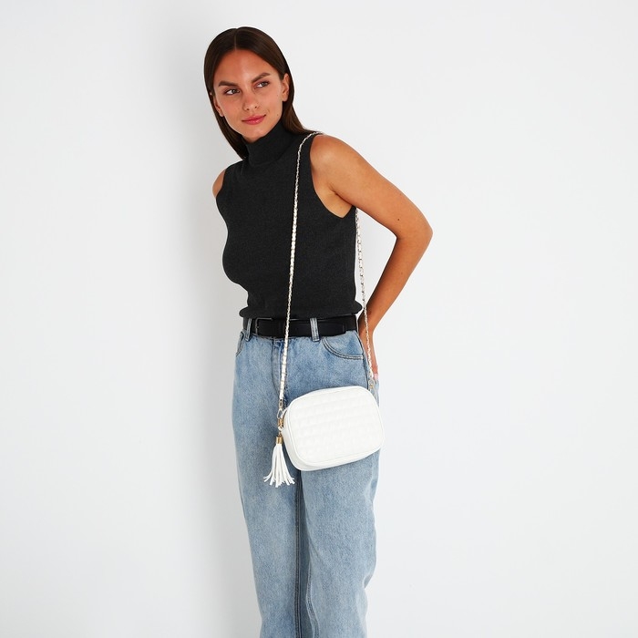 Сумка кросс-боди на молнии, цвет белый