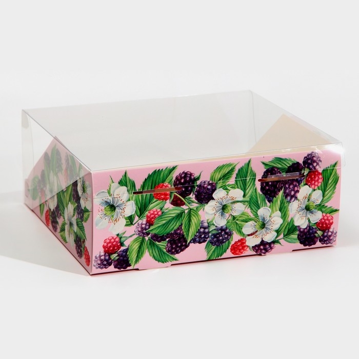 Коробка кондитерская с PVC-крышкой, упаковка, &laquo;Ягоды&raquo;, 25 х 22,5 х 10 см