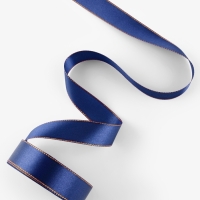 Лента атласная, с золотым люрексом, 25 мм, 23&plusmn;1 м, синяя №038