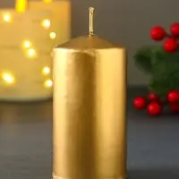 Свеча-столбик новогодняя 100х50 см, цв. золотой