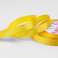 Лента атласная «Горошек», 15 мм × 23 ± 1 м, цвет жёлтый №132 Лента атласная «Горошек», 15 мм × 23 ± 1 м, цвет жёлтый №132