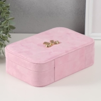 Шкатулка текстиль для украшений "Бант" нежно-розовый 22х14,5х7 см Шкатулка текстиль для украшений "Бант" нежно-розовый 22х14,5х7 см