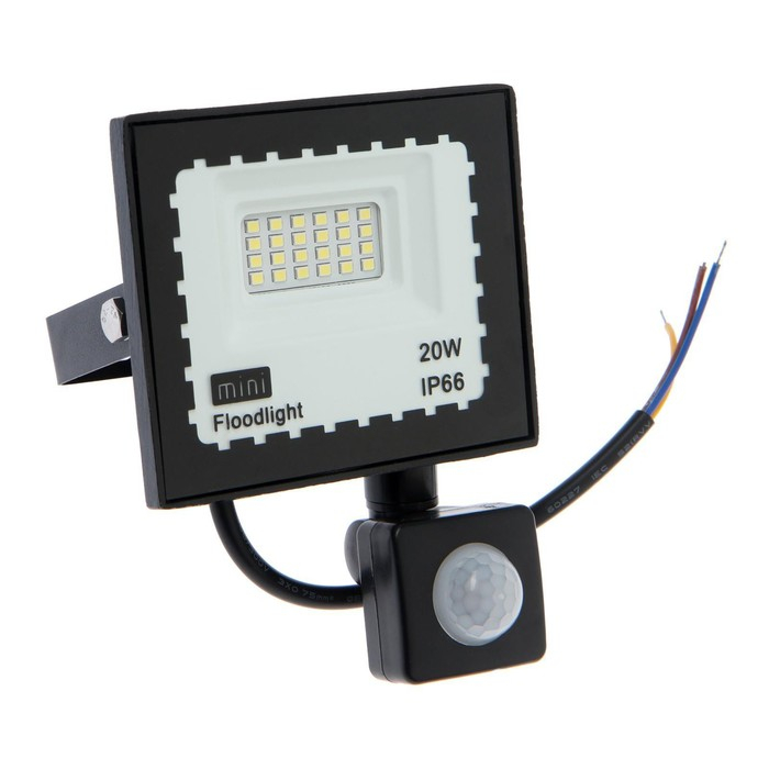 Прожектор светодиодный, 20 Вт, 1800 Лм, 6500К, Датчик движения, IP66 Прожектор светодиодный, 20 Вт, 1800 Лм, 6500К, Датчик движения, IP66