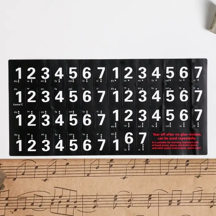 Наклейки на клавиши пианино 2.4&times;1.4 см, 88 клавиш