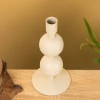 Подсвечник на 1 свечу текстурный "Фисташковый" с 2 сферами 8,5х8,5х18 см