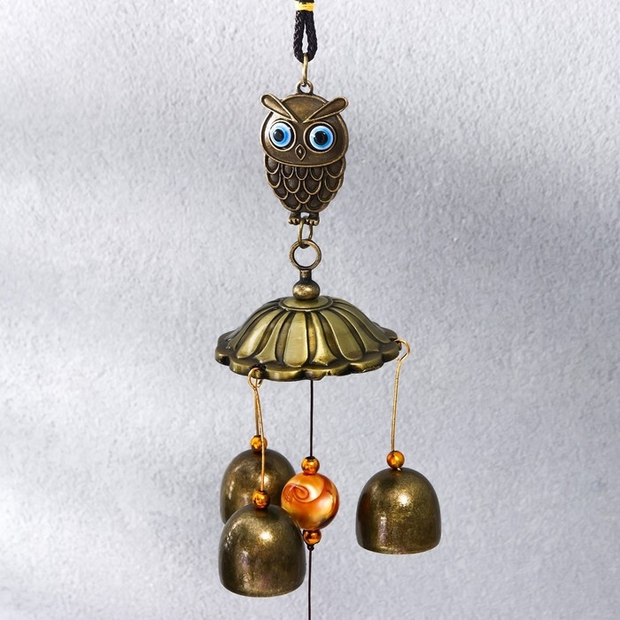 Музыка ветра металл "Совёнок" от сглаза 4 колокольчика 28х5,8х5,8 см