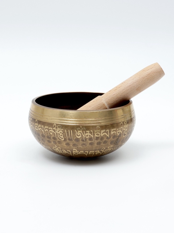 Музыкальный инструмент поющая чаша Music Life, золотистая с узорами, 9 см