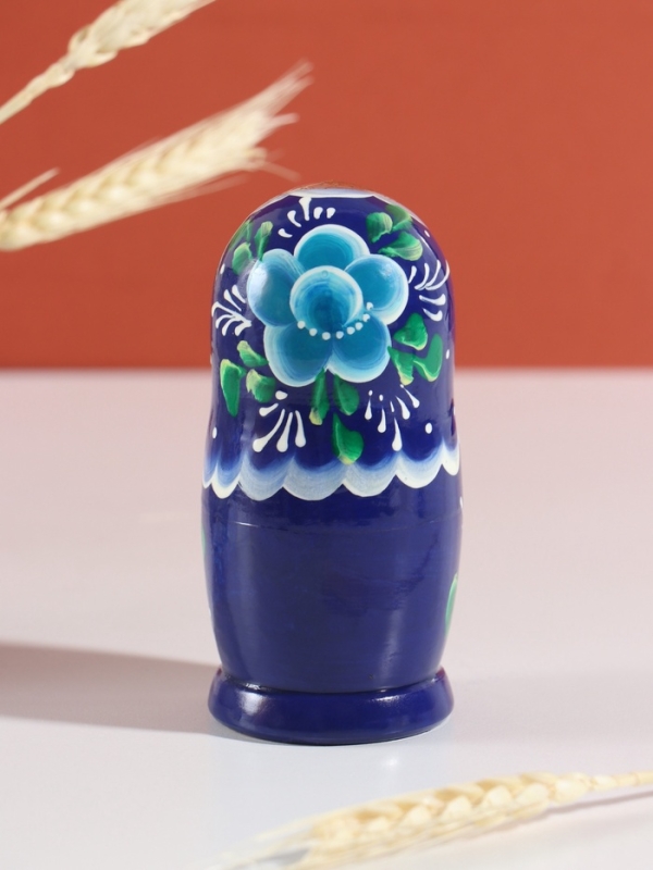 Матрёшка "Клава", голубое платье, 5-кукольная, 12 см