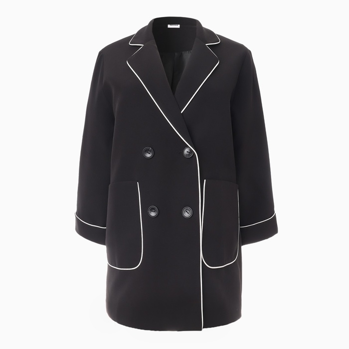 Пиджак женский с кантом MINAKU: Casual Collection  цвет черный, р-р 50