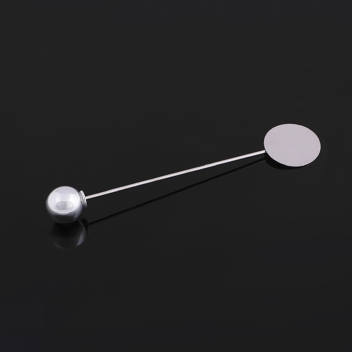 Основа &laquo;Брошь-игла&raquo; с шариком d=1 см (набор 5 шт.), L=7 см, площадка 1,5 см, цвет серебро