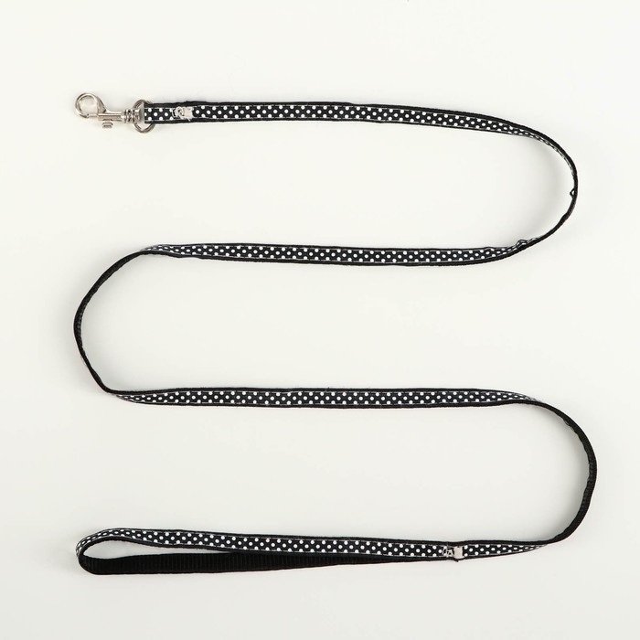 Комплект амуниции "Горошек", ширина 1 см, шлейка 27-42 см, поводок 120 см, чёрный
