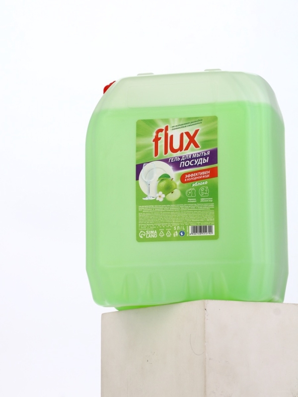 Гель для мытья посуды FLUX "Зелёное яблоко",  5 л