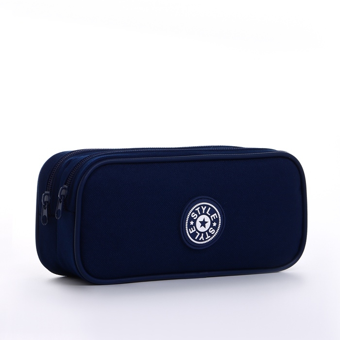 Косметичка-пенал, 2 отдела на молниях, цвет синий Косметичка-пенал, 2 отдела на молниях, цвет синий