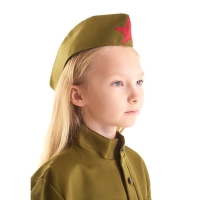 Костюм военного &laquo;Солдаточка&raquo;, гимнастёрка, ремень, пилотка, юбка, 5-7 лет, рост 122-134 см
