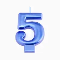Свеча для торта &laquo;Европейская ГИГАНТ&raquo;, цифра 5, 7 см, синий металлик