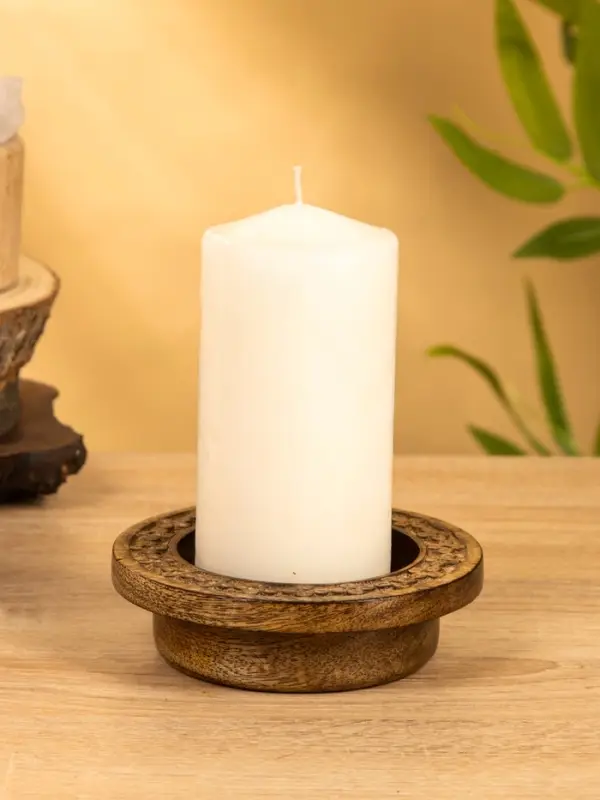 Подсвечник для свечи 8 см "Клевер" 13х13х3,5 см, манговое дерево