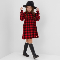 Платье детское с рюшами KAFTAN "Клеточка" размер 28 (86-92) Платье детское с рюшами KAFTAN "Клеточка" размер 28 (86-92)