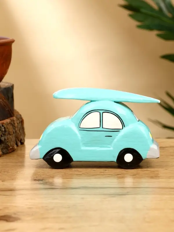 Сувенир "Машинка с серфом" дерево 13х5х7 см, цв. бирюзовый