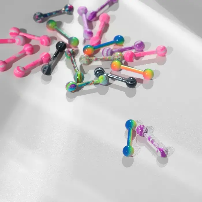 Пирсинг в бровь &laquo;Шарики&raquo; дуо узор, L=0.8 см, МИКС (фасовка 20 шт.)