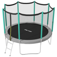 Батут ONLITOP, d=366 см, высота сетки 173 см, с лестницей, цвет серый/салатовый