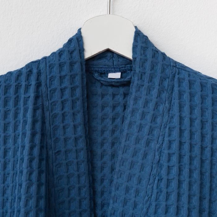 Халат вафельный мужской удлиненный Этель "Boho" размер 50-52, цвет синий, 100% хлопок, 290 г/м2