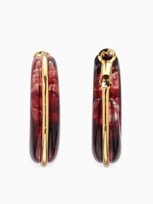 Серьги-кольца акрил "Тренд", цвет бордовый в золоте