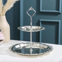 Подставка для десертов и фруктов 2-х ярусная &laquo;Изида&raquo;, 25&times;25&times;26 см, цвет серебряный