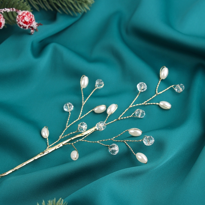 Новогодняя ветка декоративная &laquo;Зимнее волшебство. Хрустальная сказка&raquo;, пластик, 25 см, капелька